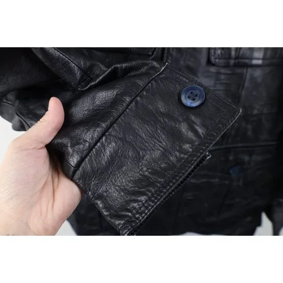 Vtg 70s Streetwear Mens 40 Distressed Safari Bush Leather Shirt Jacket Shacket